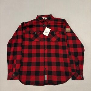 Roots 73 Mens Sprucelake Flannel Shirt Red Black Buffalo Plaid Medium